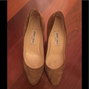 Tan suede Jimmy Choo pumps